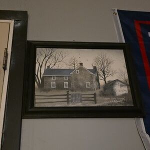 Framed Rustic House Painting Signed Billy Jacobs...